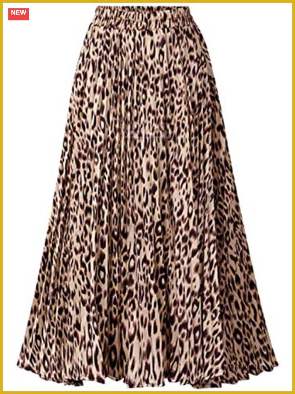 Women's Leopard Print Pleated A-Line Midi Skirt